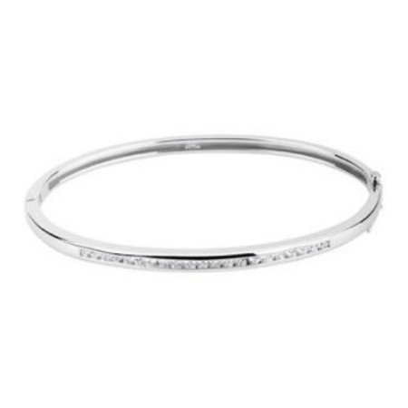 14K White Gold 1/2 CTW Natural Diamond Bangle 6 1/2in Bracelet