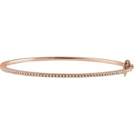14K White Gold 1/2 CTW Natural Diamond Pav-Style 7in Bracelet in Rose color STC0043
