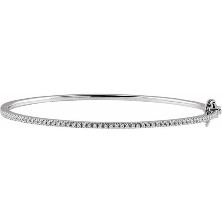 14K White Gold 1/2 CTW Natural Diamond Pav-Style 7in Bracelet in White color  STC0043