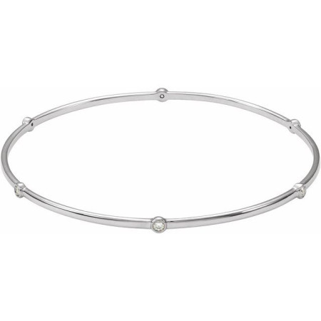 14K White Gold 1/4 CTW Natural Diamond Bezel-Set Bangle 8in Bracelet in White color  STC0038