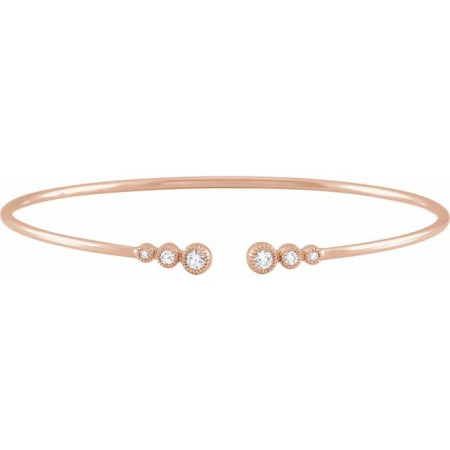 14K White Gold 1/4 CTW Natural Diamond Cuff 7in Bracelet in Rose color STC0027