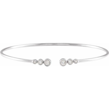 14K White Gold 1/4 CTW Natural Diamond Cuff 7in Bracelet in White color  STC0027
