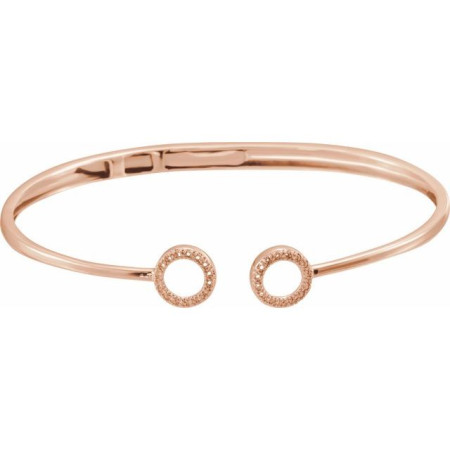 14K White Gold 1/6 CTW Natural Diamond Circle Hinged Cuff 7in Bracelet in Rose color STC0040