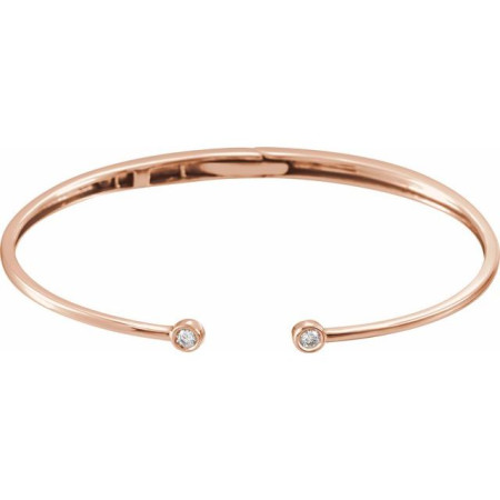 14K White Gold 1/6 CTW Natural Diamond Hinged Cuff 7in Bracelet in Rose color STC0039