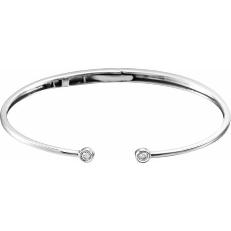 14K White Gold 1/6 CTW Natural Diamond Hinged Cuff 7in Bracelet in White color  STC0039