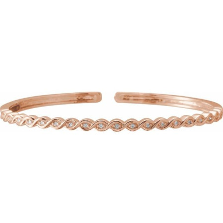 14K White Gold 1/6 CTW Natural Diamond Stackable Bangle 7in Bracelet in Rose color STC0029