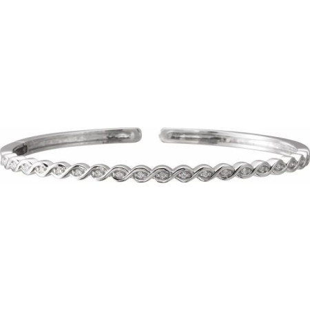 14K White Gold 1/6 CTW Natural Diamond Stackable Bangle 7in Bracelet in White color  STC0029