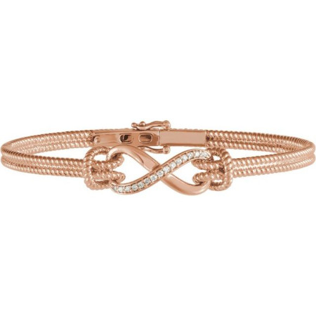 14K White Gold 1/8 CTW Natural Diamond Bangle 7 1/2 Bracelet in Rose color STC0026