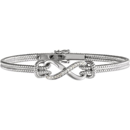 14K White Gold 1/8 CTW Natural Diamond Bangle 7 1/2 Bracelet in White color  STC0026