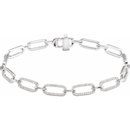 14K White Gold 9/10 CTW Natural Diamond Link 7in Bracelet STC0023