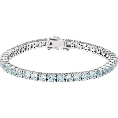 14K White Gold Natural Sky Blue Topaz 7 1/4in Tennis Bracelet in White color  STC0048