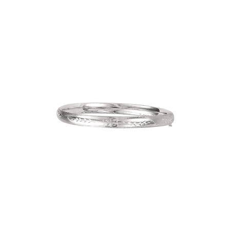 14k White Gold Women's Polished Classic Bangle Bracelet 7 inch HD0421