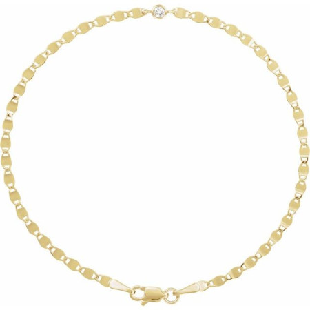 14K Yellow Gold .06 CT Natural Diamond Bezel-Set Link 7 1/2in Bracelet STC0017