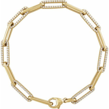 14K Yellow Gold 1 CTW Natural Diamond Link 7in Bracelet STC0015