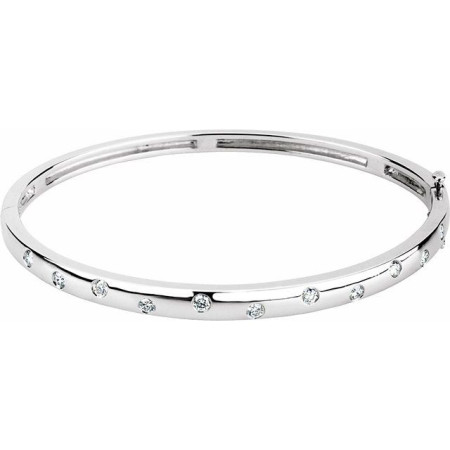 14K Yellow Gold 1/2 CTW Natural Diamond Bangle 6 3/4in Bracelet in White color  STC0069