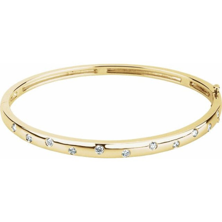 14K Yellow Gold 1/2 CTW Natural Diamond Bangle 6 3/4in Bracelet