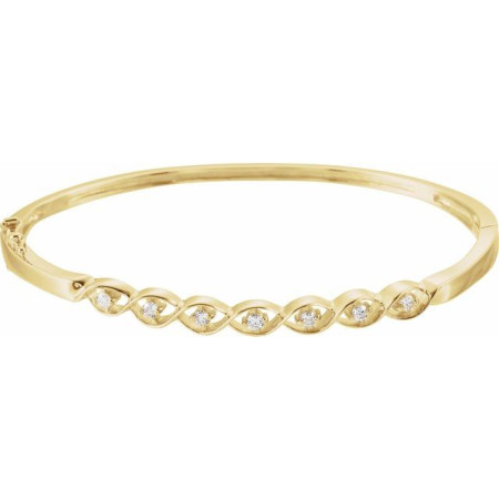14K Yellow Gold 1/4 CTW Natural Diamond Bangle 6 1/2in Bracelet