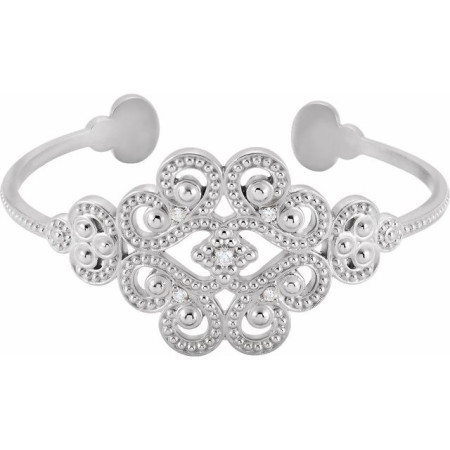 14K Yellow Gold 1/6 CTW Natural Diamond Cuff 7in Bracelet in White color  STC0052