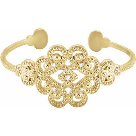 14K Yellow Gold 1/6 CTW Natural Diamond Cuff 7in Bracelet in Yellow color  STC0052