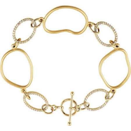 14K Yellow Gold 5/8 CTW Natural Diamond Open Silhouette 8in Bracelet in Yellow color  STC0053
