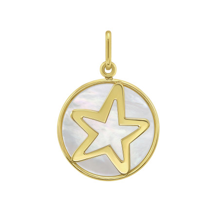 14K Yellow Gold Mother Of Pearl Starfish Charm Pendant for Men & Women in Yellow color  HD5079