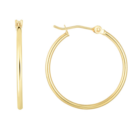14k Yellow Gold Women's Hoops Earrings | Hinged (front view) HD5193