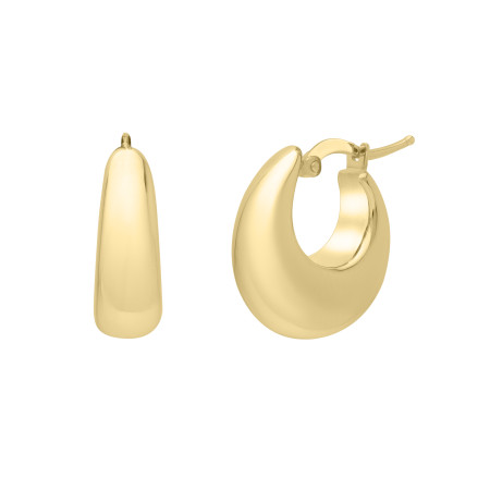 14k Yellow Gold Women's Medium Tapered Hoops Earrings | Hinged HD5352