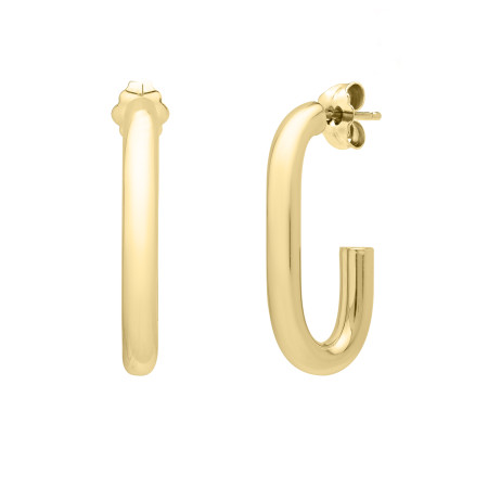 14k Yellow Gold Women's Paperclip Hoops Earrings | Push Back HD5354