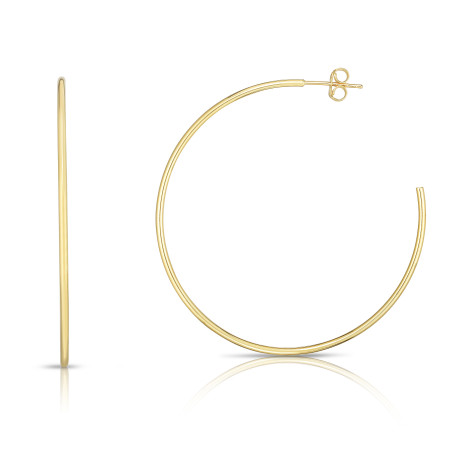 14k Yellow Gold Women's Polished C Hoop Earrings | Push Back in Yellow color  HD5196