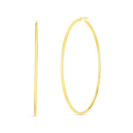 14k Yellow Gold Women's Polished Hoop Earrings | Hinged in Yellow color  HD5207