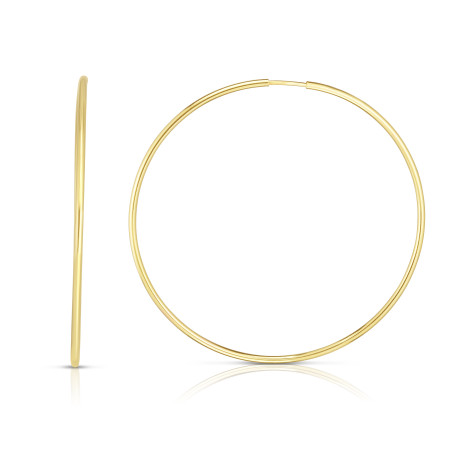 14k Yellow Gold Women's Polsihed Endless Hoops Earrings in Yellow color  HD5192