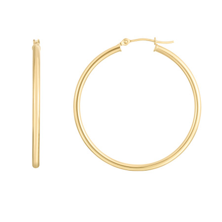 14k Yellow Gold Women's Round Hoops Earrings | Hinged in Yellow color  HD5320