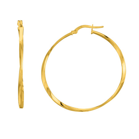 14k Yellow Gold Women's Twisted Hoop Earrings | Hinged in Yellow color  HD5194