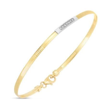 15.3mm Skinny Omega Diamond Bar Bracelet for Men & Women | 14K Yellow Gold | Lobster Clasp in Yellow color  HD5168
