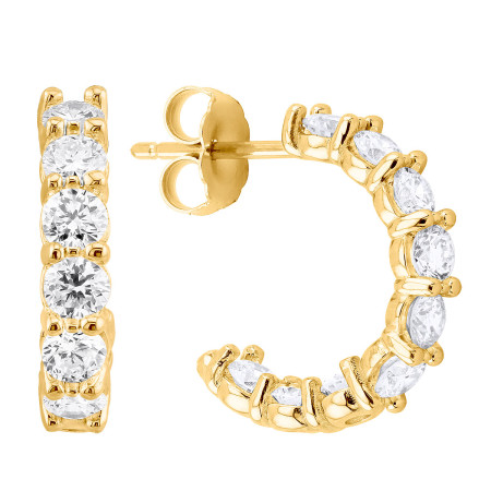 17mm 14k Rose Gold Round Lab-Grown VS Diamond Hoop Earrings | Prong Setting HD0216