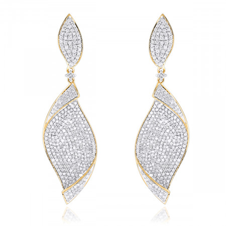 18K Gold Ladies Designer Diamond Leaf Earr... 802473
