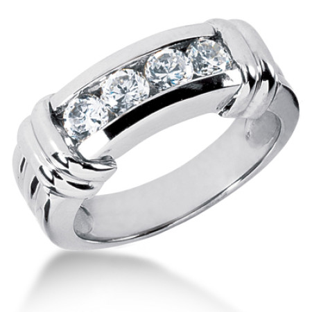 18K Gold Men's Diamond Wedding Ring 1ct 6.8mm 011938