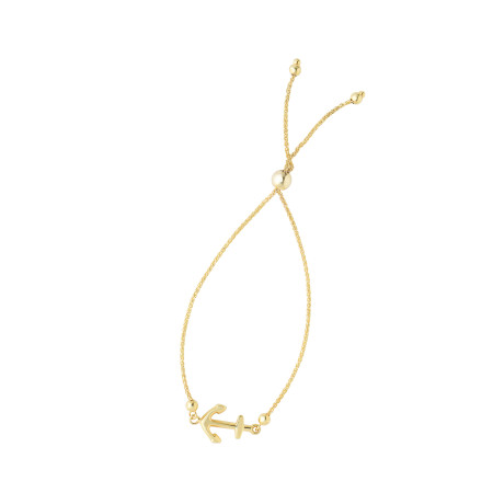 1mm Anchor Friendship Bracelet for Women | 14K Yellow Gold | Draw String Clasp HD5119