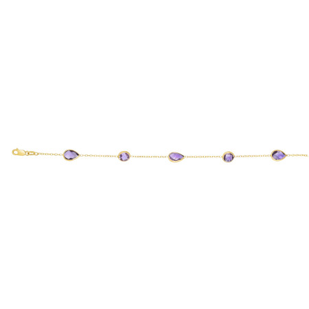 1mm Semi-Precious Purple Topaz Bracelet for Women | 14K Yellow Gold | Lobster Clasp in Yellow color  HD5093