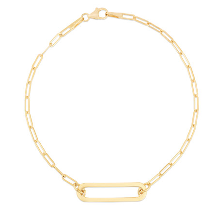 22.9mm Paperclip Straight Open Bar Bracelet for Men & Women | 14K Yellow Gold | Lobster Clasp in Yellow color  HD5148