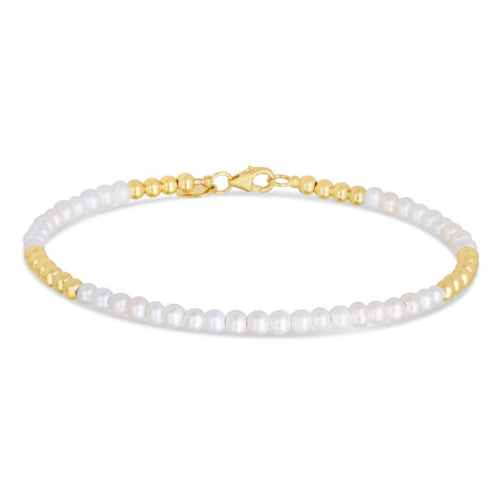 2mm Pearl Bead Bracelet for Men & Women | 14K Yellow Gold | Lobster Clasp HD5088