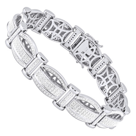 Men's Sterling Silver Diamond Bracelet 1.25ct 310529
