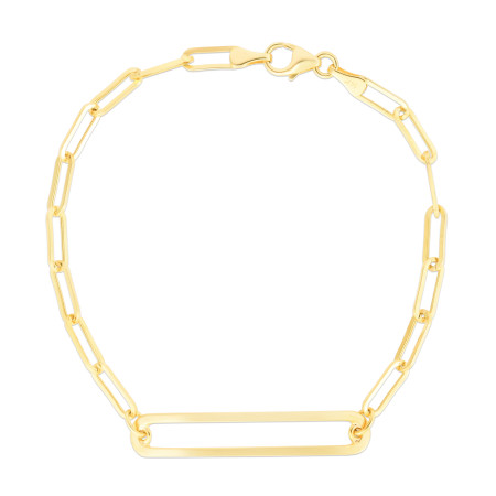 33.8mm Paperclip Curved Open Bar Bracelet for Men & Women | 14K Yellow Gold | Lobster Clasp in Yellow color  HD5147