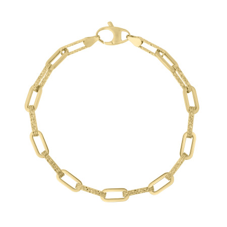 3.5mm Diamonds Paperclip Bracelet for Men & Women | 14K Yellow Gold | Lobster Clasp HD5109