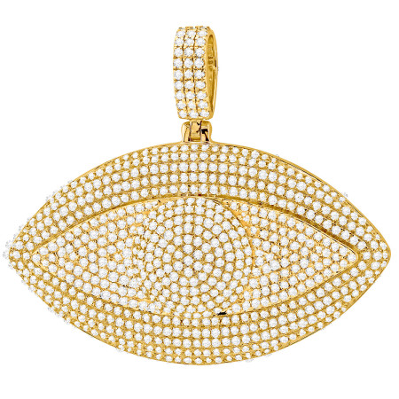 Charm 10K or 14K Gold Diamond Evil Eye Pendant for Men | Symbol of Protection | 3.5ct in Yellow color  407211