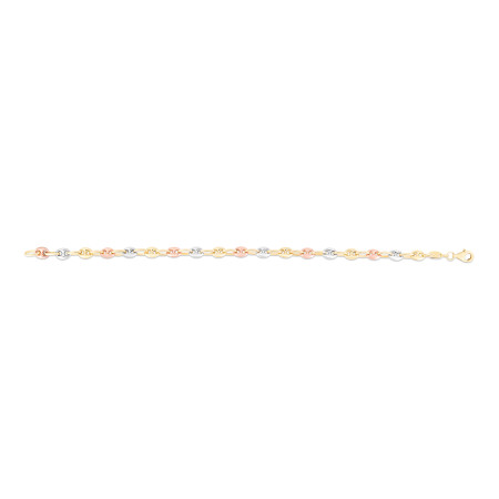 4.9mm Tricolor Gold Puffed Mariner Link Anklet for Women | 14K Tricolor Gold | Lobster Clasp HD5187
