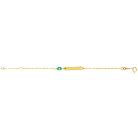 4mm Evil Eye ID Bracelet for Children | 14K Yellow Gold | Spring Ring Clasp in Yellow color  HD5160