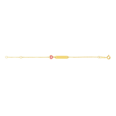 4mm Heart ID Bracelet for Children | 14K Yellow Gold | Spring Ring Clasp in Yellow color  HD5161