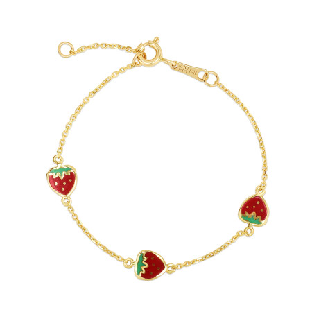 5.5mm Enamel Strawberry Bracelet for Children | 14K Yellow Gold | Spring Ring Clasp in Yellow color  HD5162