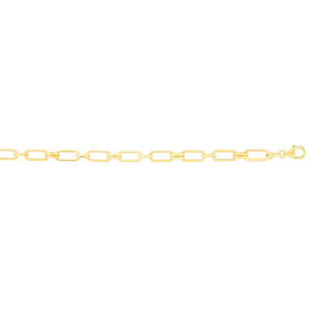 5.6mm Paperclip Rondel Link Bracelet for Men & Women | 14K Yellow Gold | Lobster Clasp in Yellow color  HD5151